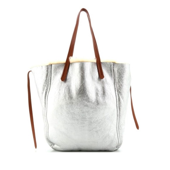 Auth Silver Celine Phantom Cabas Tote with Shearling *Rare* - Picture 4 of 7